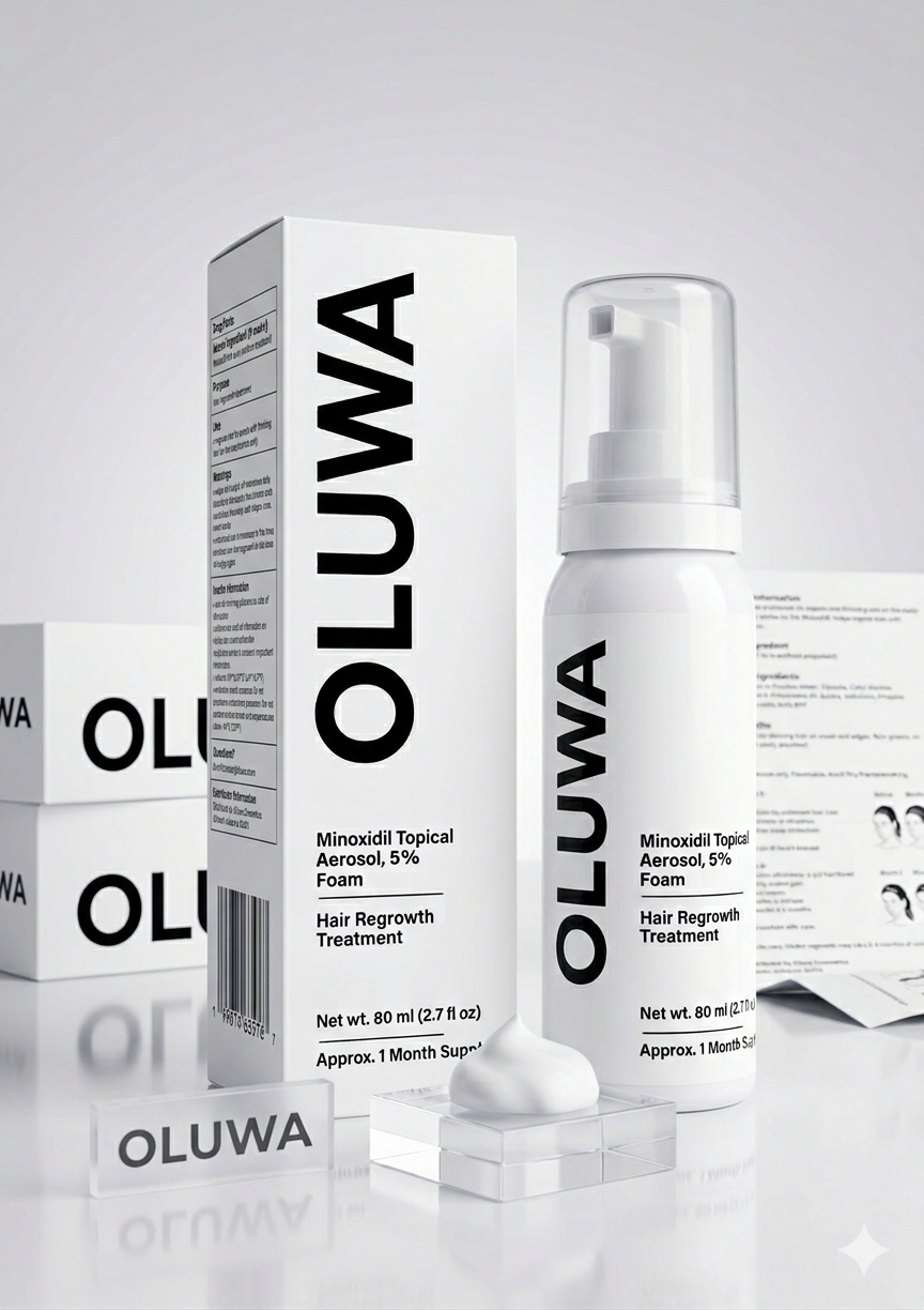 OLUWA 5% Minoxidil Hair Regrowth Foam (1 Month Supply) – Advanced Hair Densifying Treatment for Thinning Hair