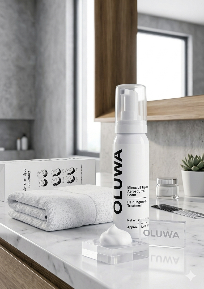 OLUWA 5% Minoxidil Hair Regrowth Foam (1 Month Supply) – Advanced Hair Densifying Treatment for Thinning Hair