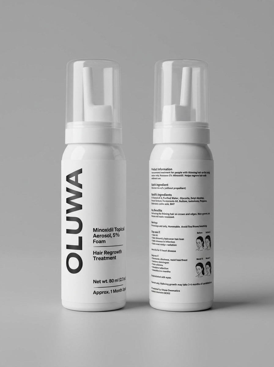OLUWA 5% Minoxidil Hair Regrowth Foam (1 Month Supply) – Advanced Hair Densifying Treatment for Thinning Hair